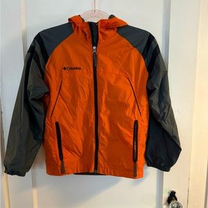 Boy’s Size 10/12 Columbia Windbreaker Jacket Coat, Orange and Black